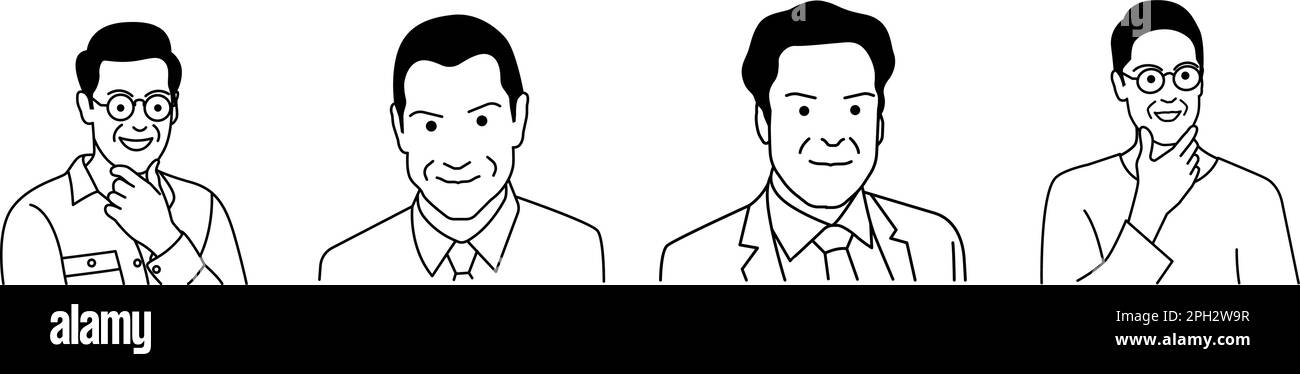 Vettore imprenditore sta pensando eps 10. Vettore fiducioso uomo d'affari, team di business con determinazione e fiducia guardare eps 10 Illustrazione Vettoriale