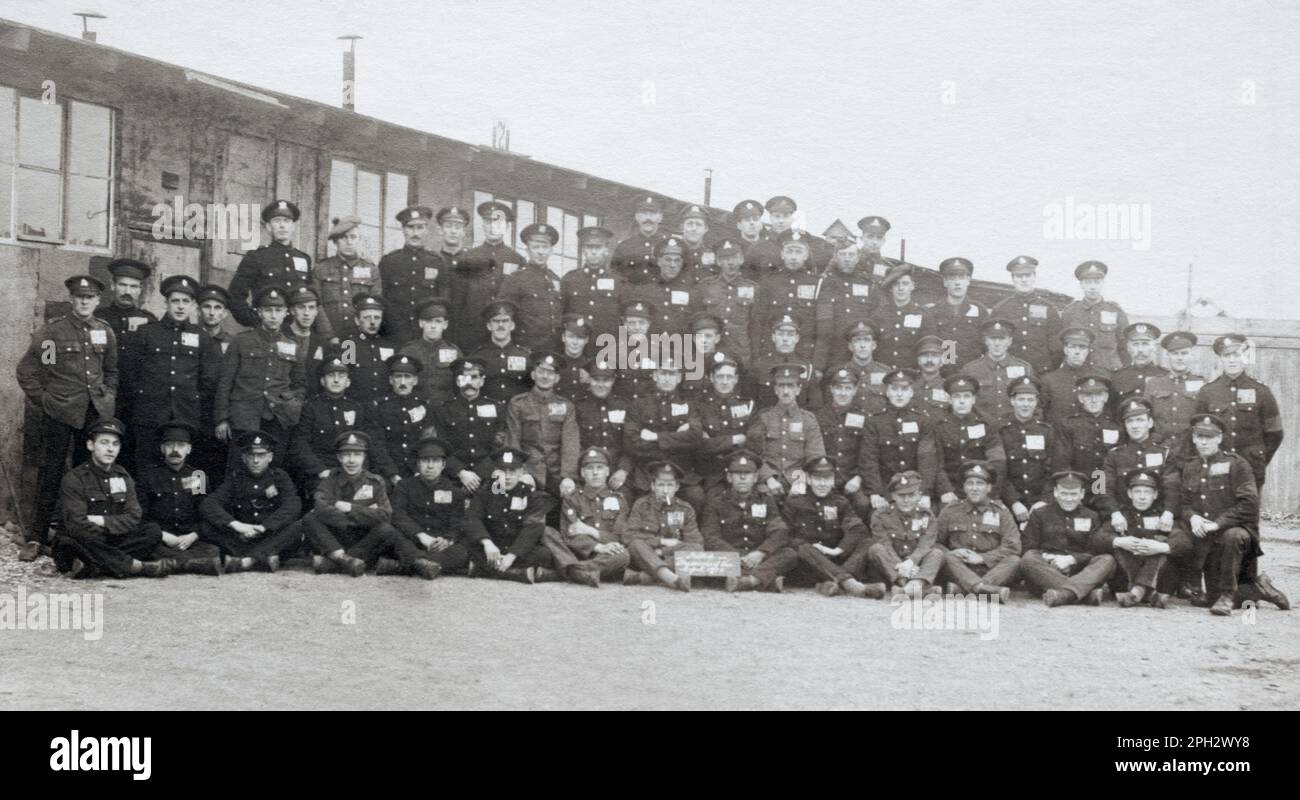 Prigionieri di guerra britannici nel campo di Erfurt, in Germania, durante la prima guerra mondiale. Foto Stock