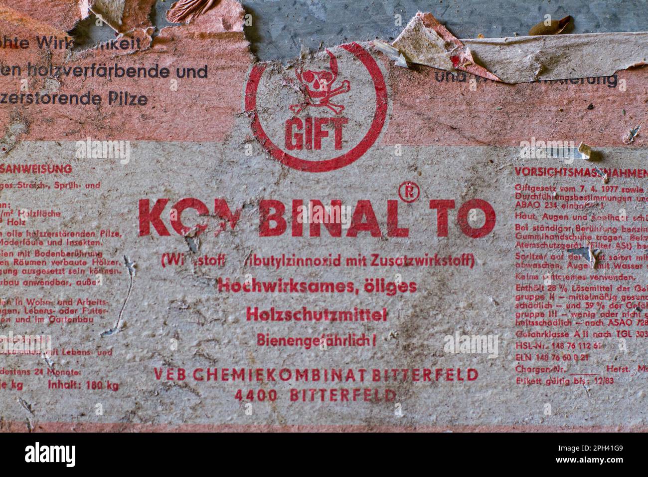 Combinal legno conservante DDR veleno ambientale Foto Stock