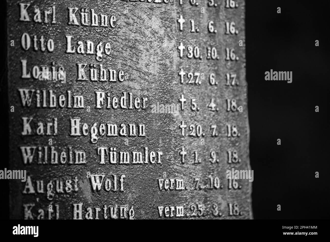Maegdesprung Memorial Stone vittime caduti nella guerra mondiale Foto Stock