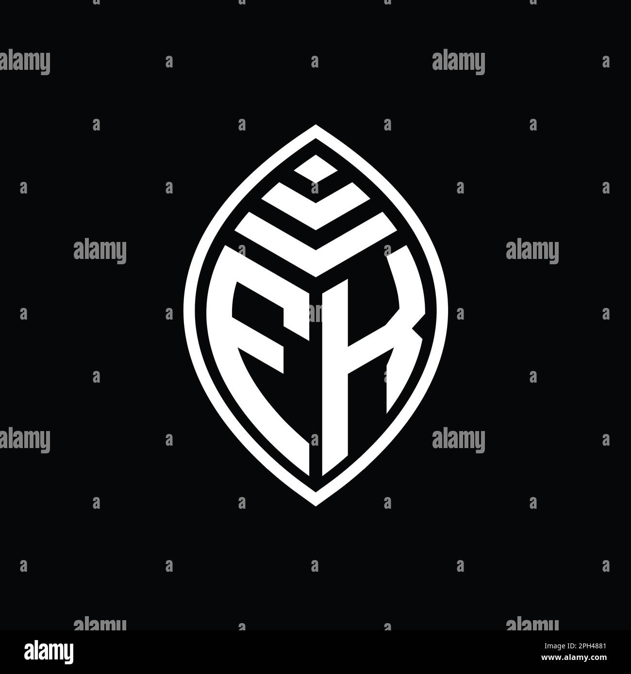 FK Logo monogramma elegante forma a foglia isolato contorno modello di design Foto Stock