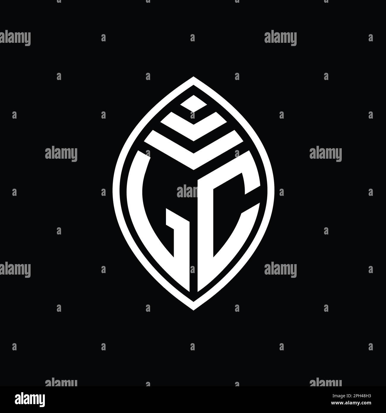 LC Logo monogramma elegante forma a foglia contorno isolato modello di design Foto Stock