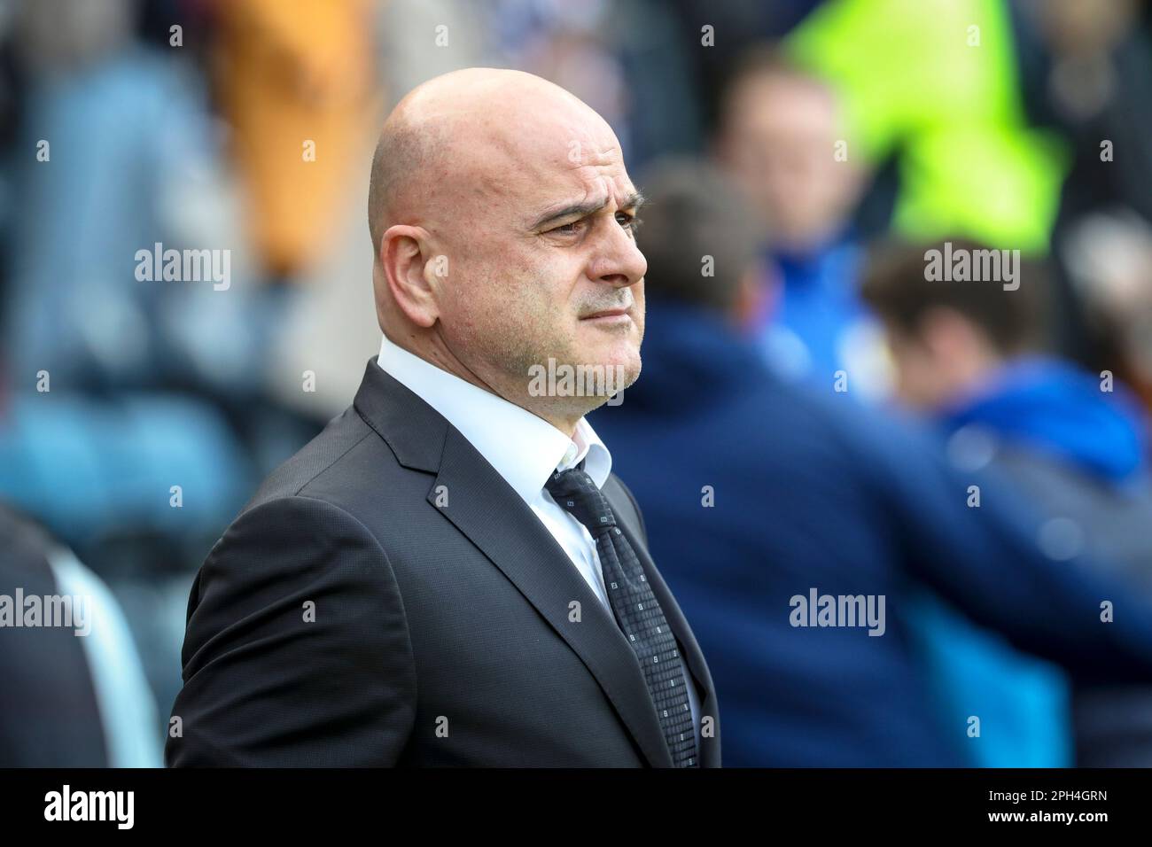 Temuri Ketsbaia, allenatore della squadra internazionale di calcio cipriota, fotografato ad Hampden davanti al qualificatore europeo contro la Scozia. Foto Stock