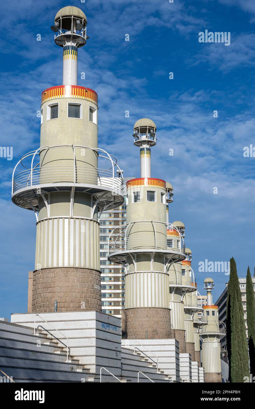 Le torri nel Parque De la Espana Industrial di Barcellona Foto Stock