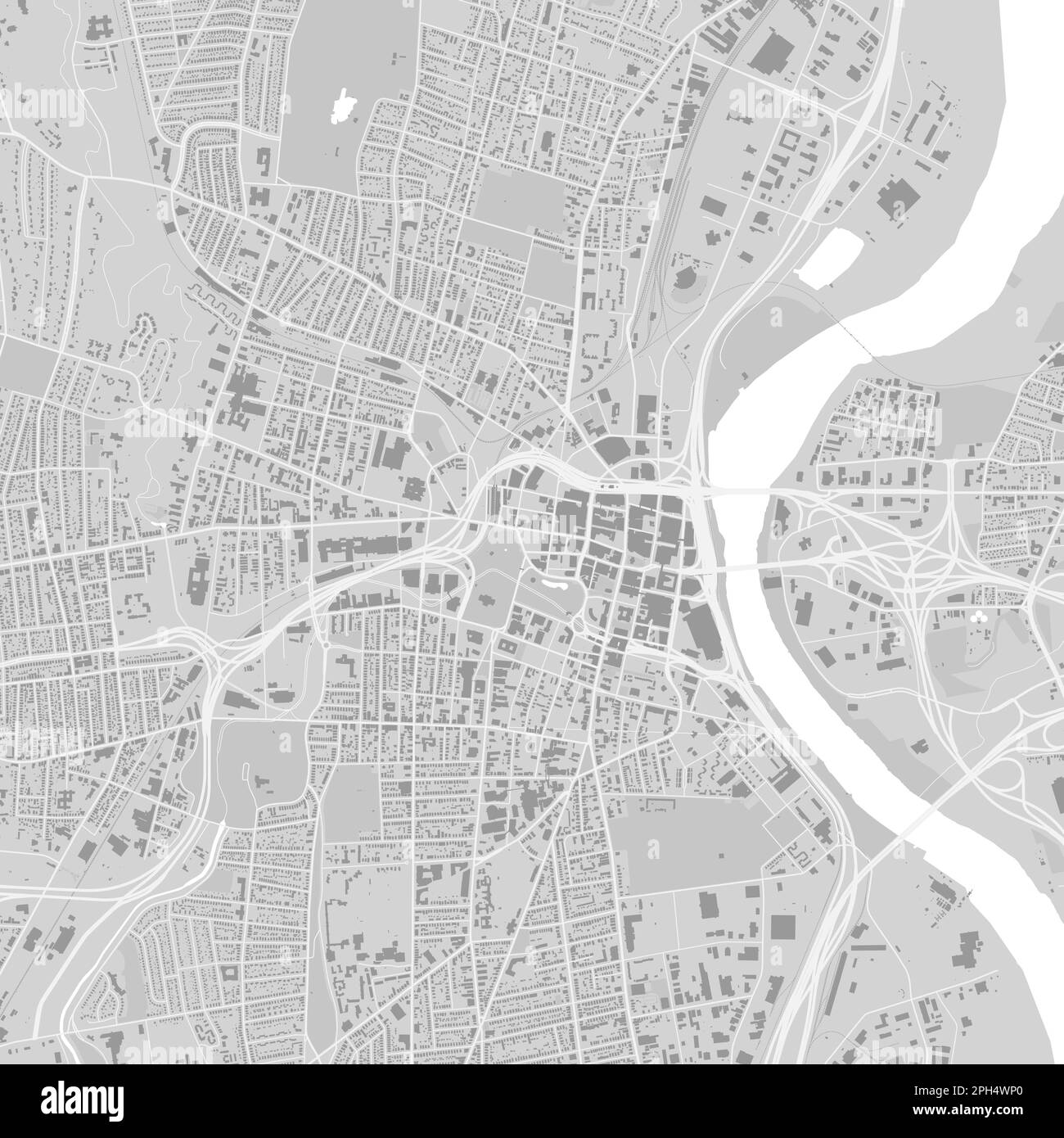 Mappa della città di Hartford, Connecticut. Poster in bianco e nero urbano. Immagine della mappa stradale con vista dell'area metropolitana. Illustrazione Vettoriale
