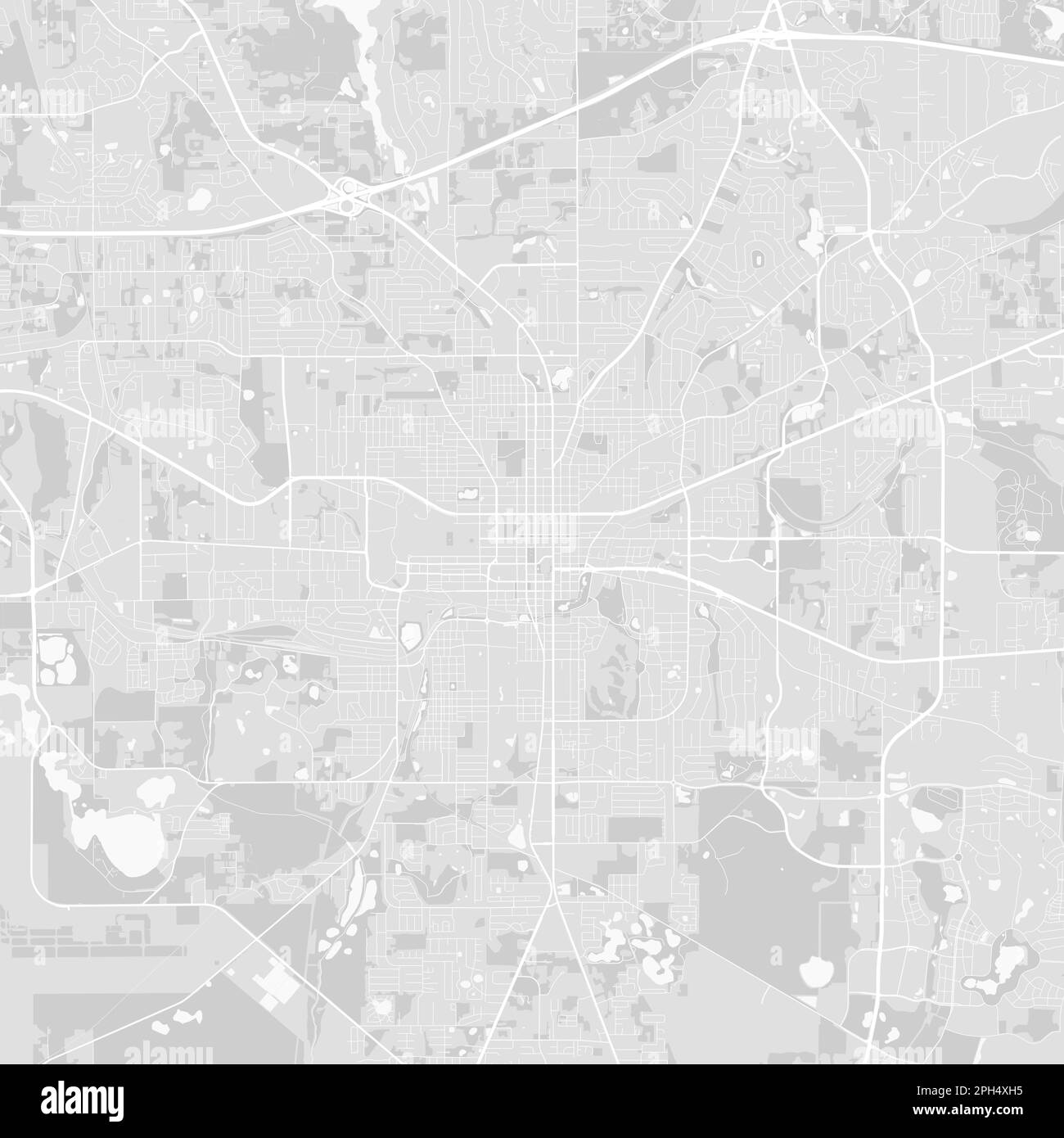 Mappa della città di Tallahassee, Florida. Poster in bianco e nero urbano. Immagine della mappa stradale con vista dell'area metropolitana. Illustrazione Vettoriale