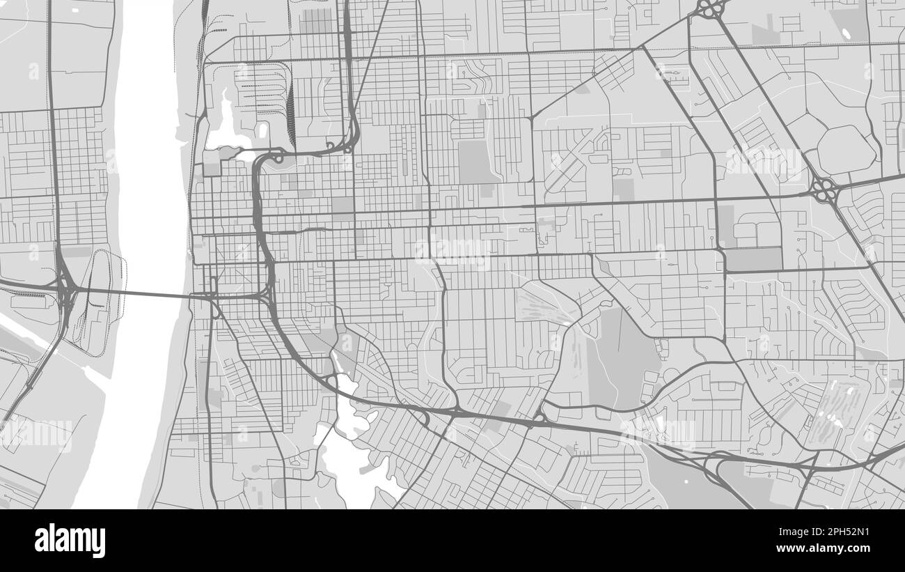 Mappa dettagliata della città di Baton Rouge, capitale dello stato americano della Louisiana. Mappa amministrativa comunale con edifici, fiumi e strade, parchi e. Illustrazione Vettoriale