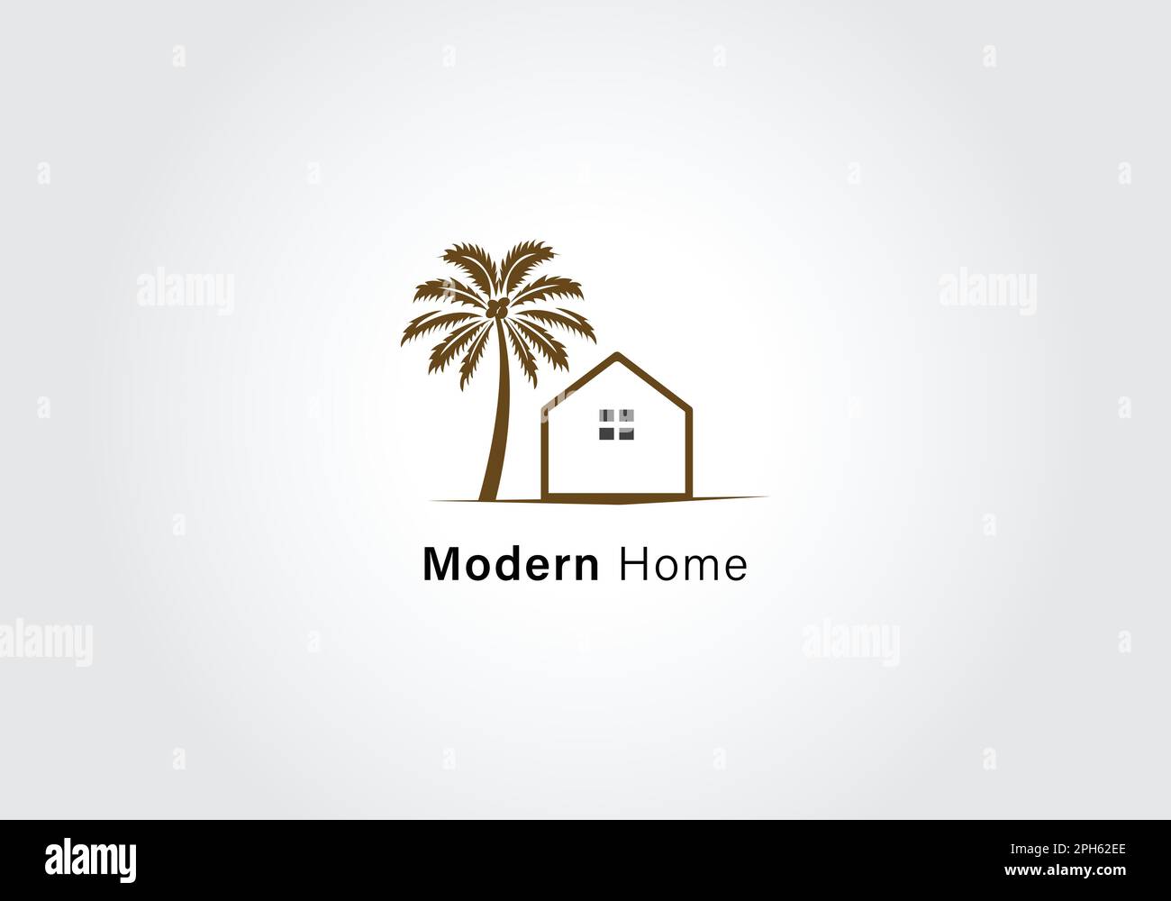 home e palme logo vettore di design Illustrazione Vettoriale