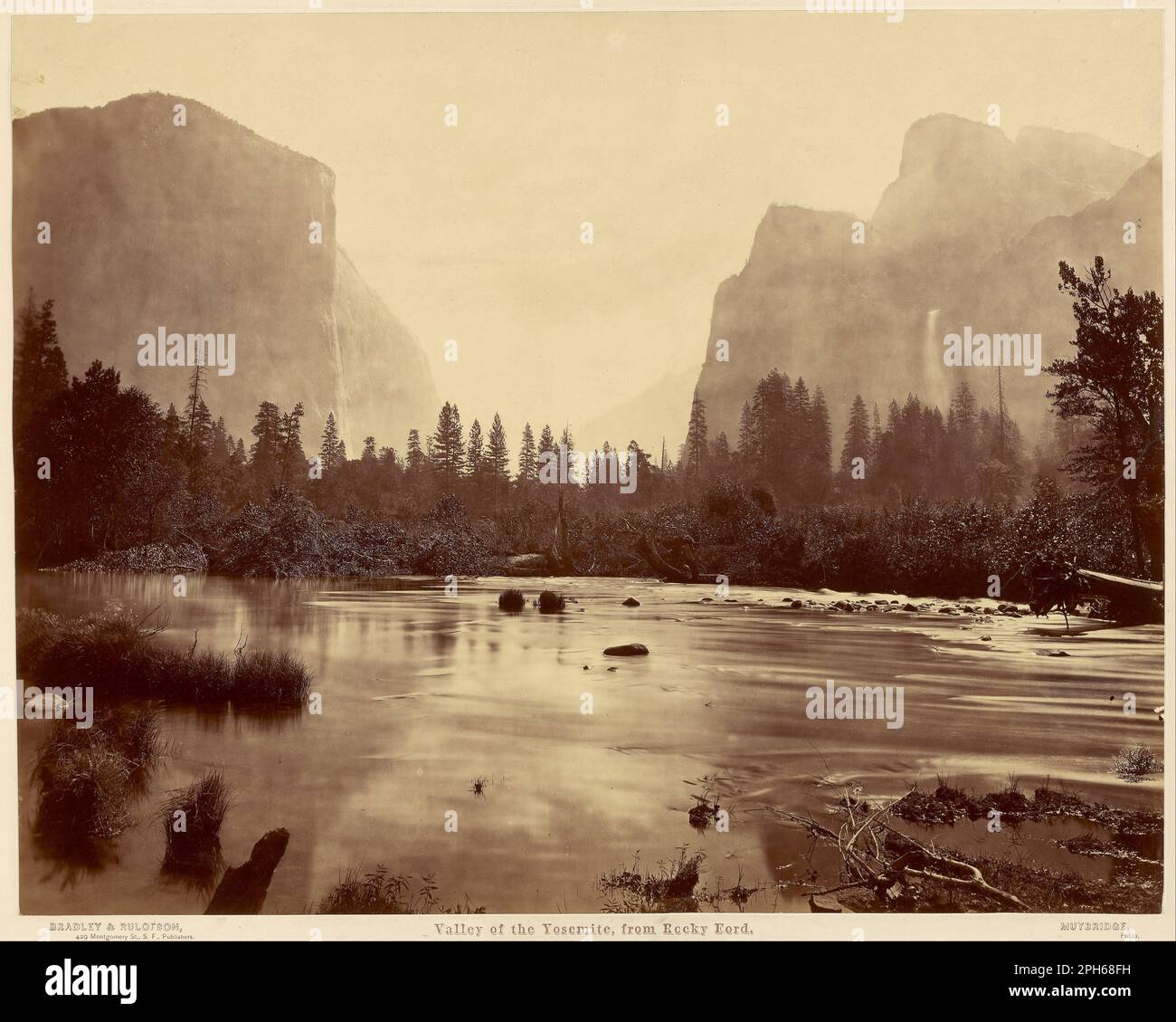 Valle del Yosemite, da Rocky Ford 1872 da Eadweard Muybridge Foto Stock