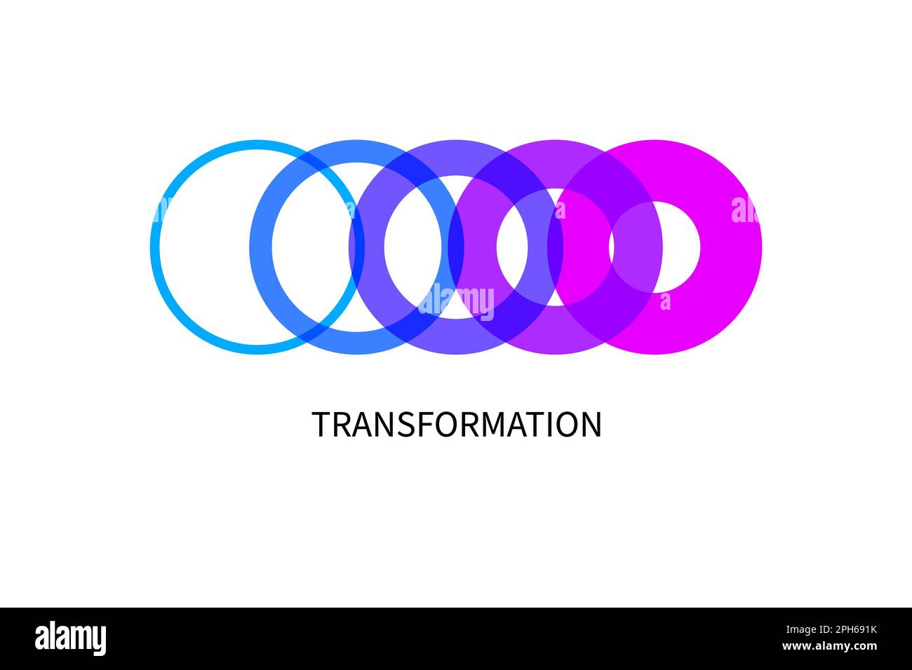 Trasformazione, icona trasformazione. Astratto logo di trasformazione geometrica, simbolo di vettura, concetto di vettore di evoluzione. Segno di avanzamento dell'attività. Modifica, innova Illustrazione Vettoriale