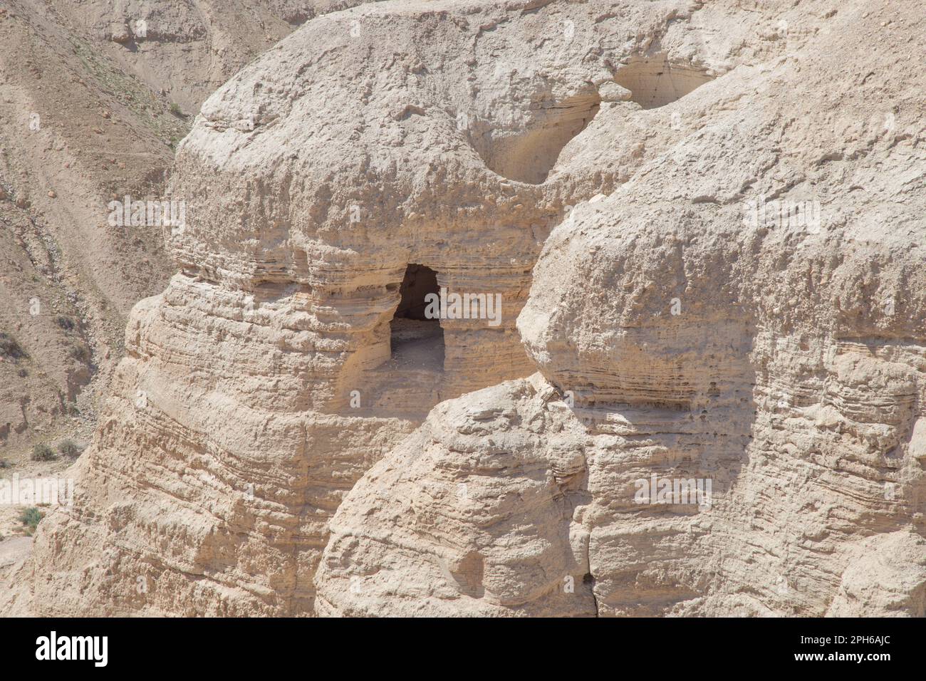 Grotte al Parco Nazionale di Qumran Israele Foto Stock