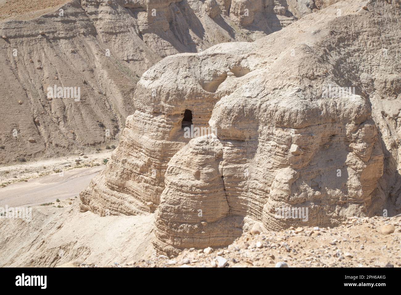 Grotte al Parco Nazionale di Qumran Israele Foto Stock