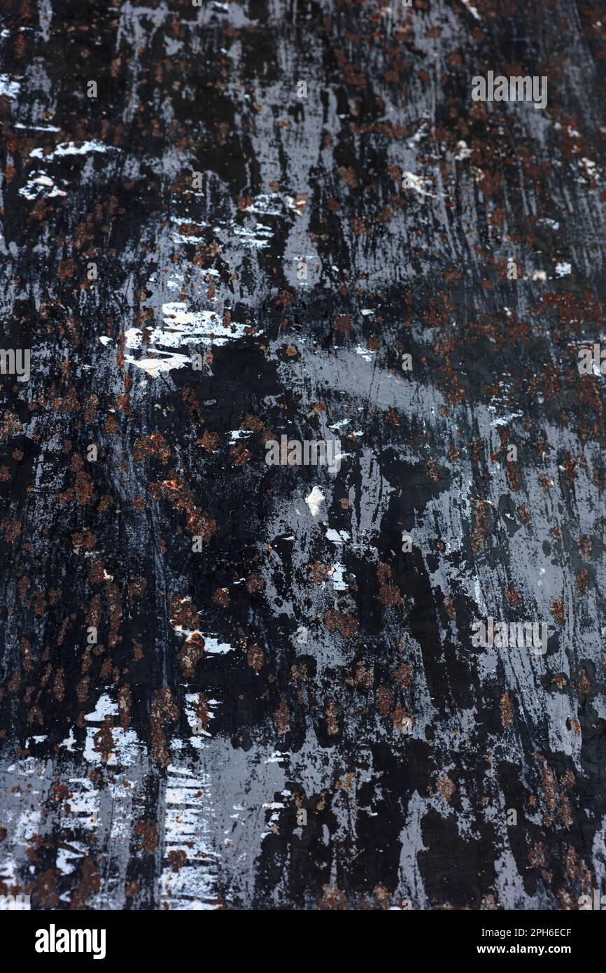 Struttura del pannello in metallo resistente alle intemperie con graffi e ruggine. Foto Stock