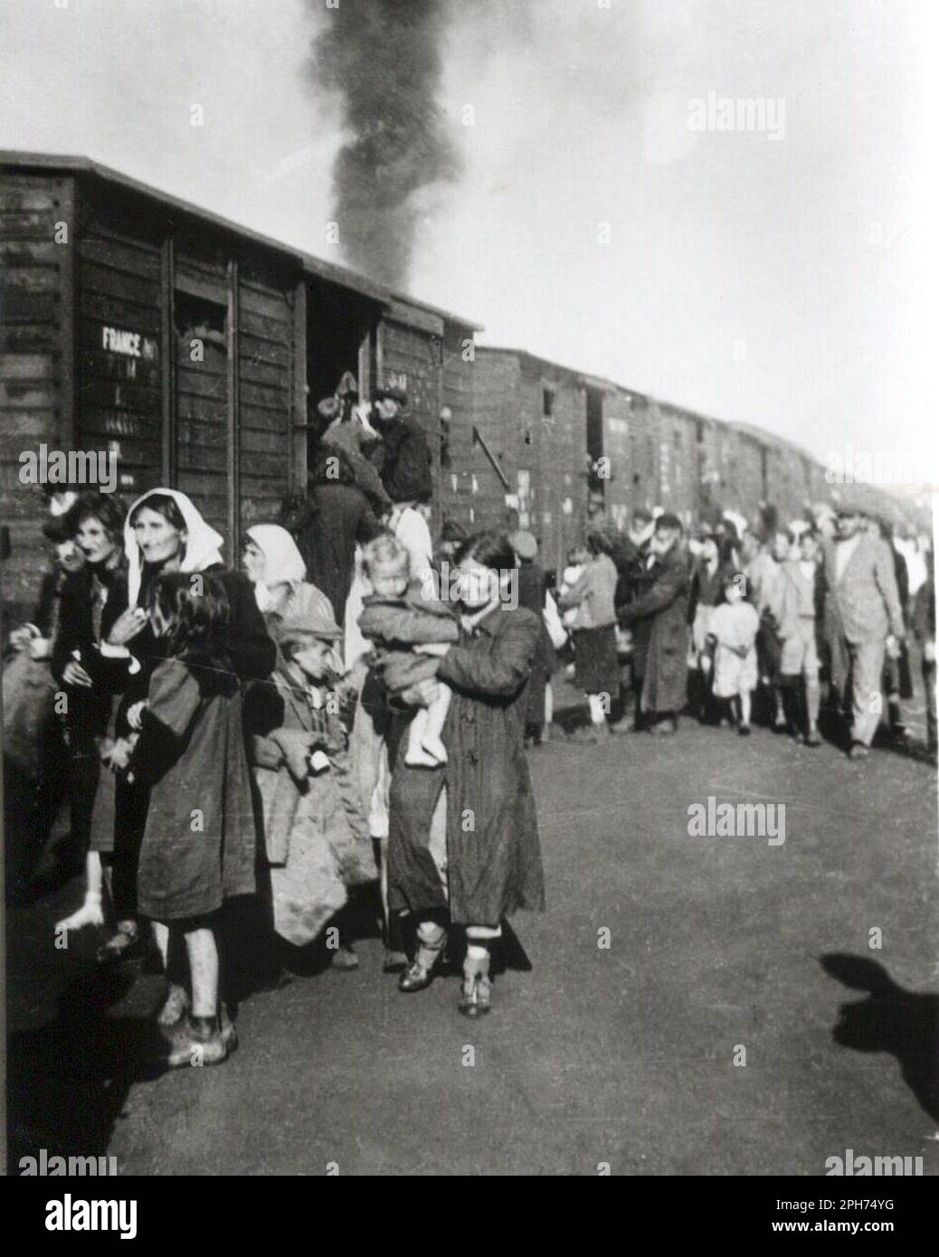 Deportazione di 10.000 ebrei polacchi a Treblinka durante la liquidazione del ghetto a Siedlce a partire dal 23 agosto 1942[114] Foto Stock