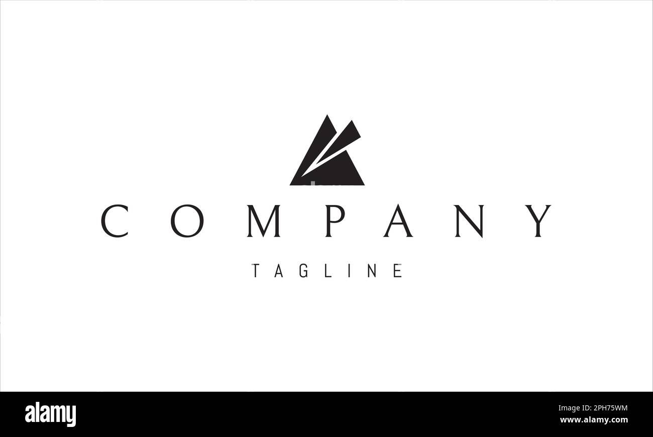 Logo vettoriale con un'immagine astratta di un triangolo con una scheggia che si è staccata da esso. Illustrazione Vettoriale