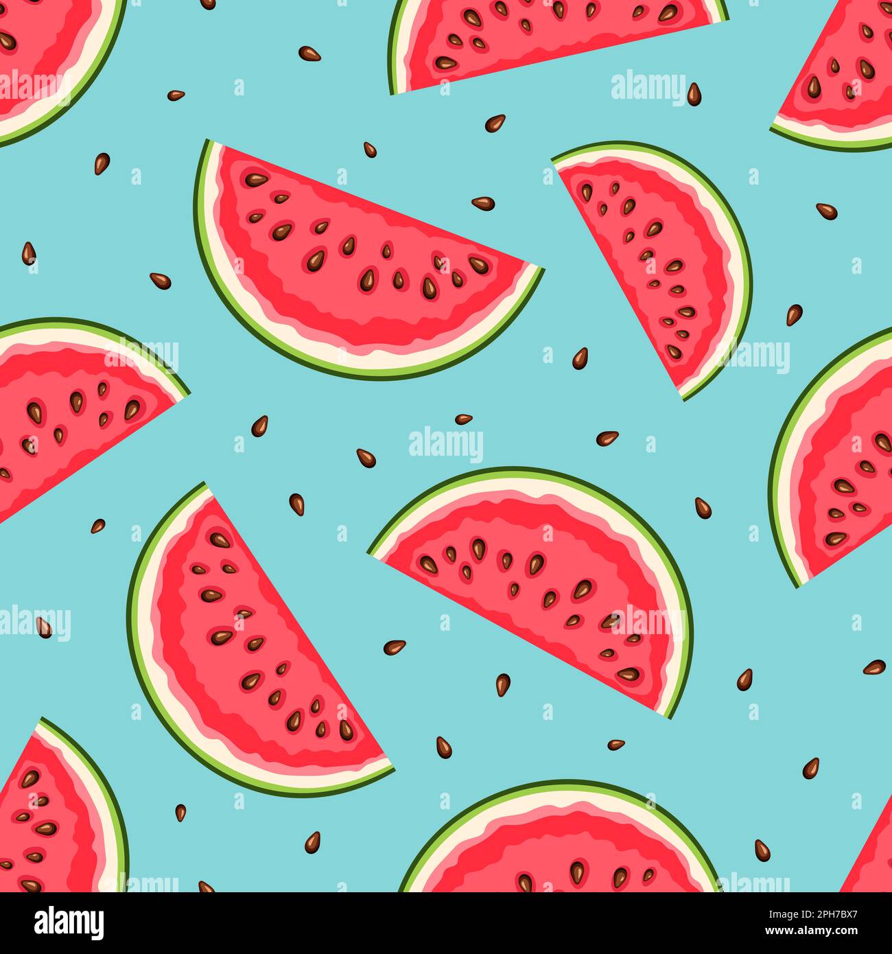 Motivo senza cuciture con fettine di anguria su sfondo blu. Vector estate sfondo senza cuciture Illustrazione Vettoriale