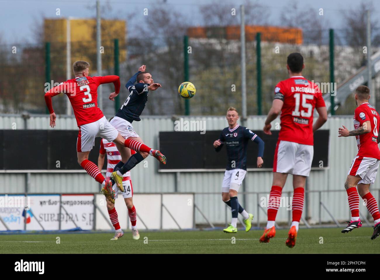 Falkirk, Regno Unito. 26th Mar, 2023. REGNO UNITO. La SPFL Trust Trophy Final tra Raith Rovers e Hamilton Academy si è tenuta al Falkirk Stadium, Falkirk, Scozia, Regno Unito. Il punteggio è stato 1 - 0 per Hamilton Academical con Reghan Tumilty (numero 22) che segnava l'unico e vincente goal. Credito; credito: Findlay/Alamy Live News Foto Stock