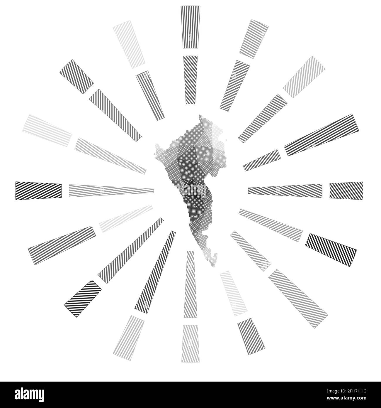 Il sole dell'isola di Coron. Basse razze a strisce di polietilene e mappa dell'isola. Eccezionale illustrazione vettoriale. Illustrazione Vettoriale