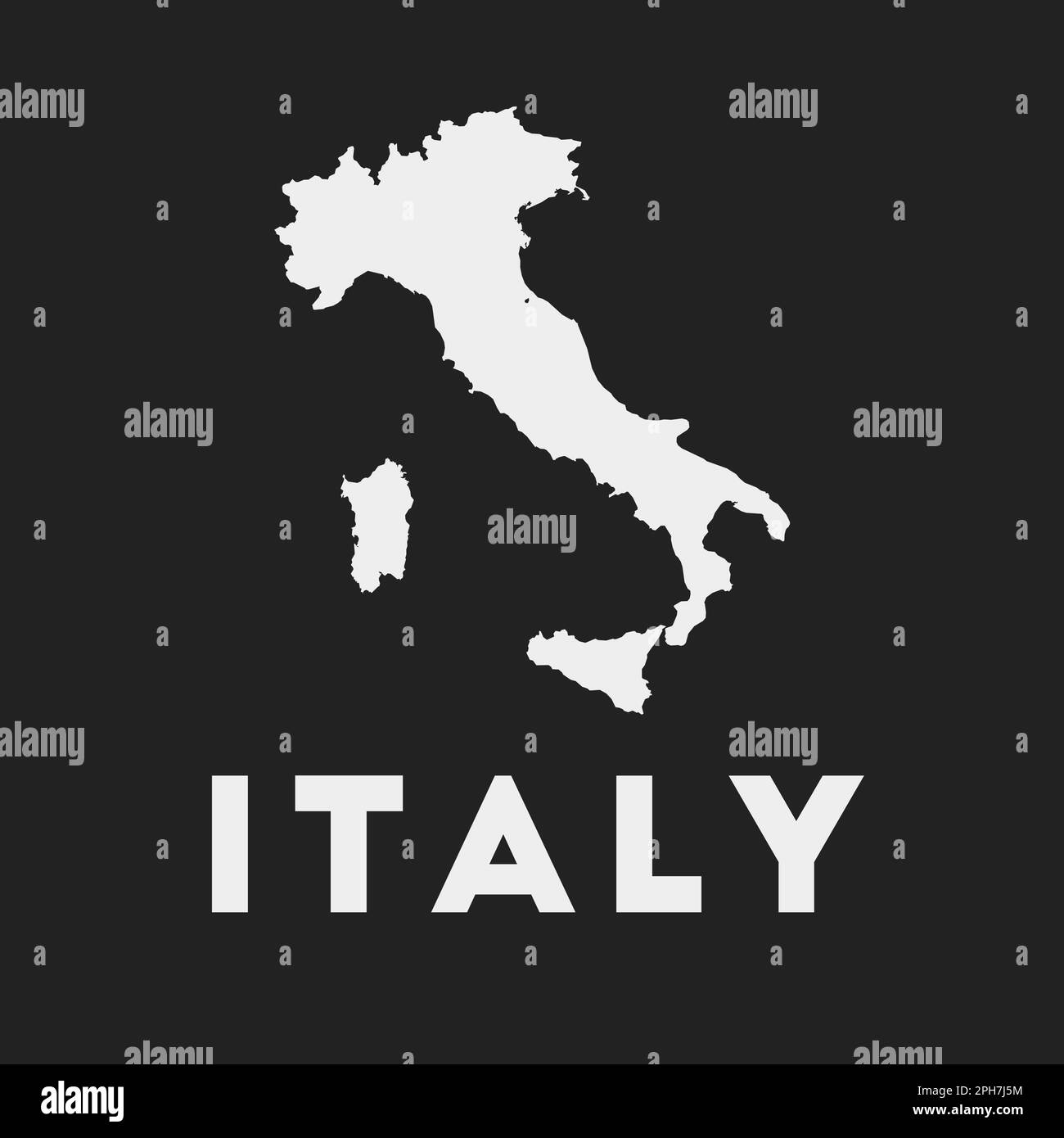 Icona Italia. Mappa del paese su sfondo scuro. Elegante mappa dell'Italia con il nome del paese. Illustrazione vettoriale. Illustrazione Vettoriale