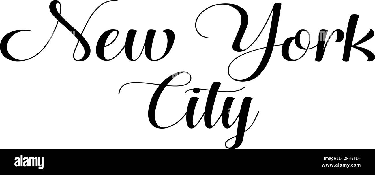 Illustrazione del cartello di testo di New York City su sfondo bianco Illustrazione Vettoriale
