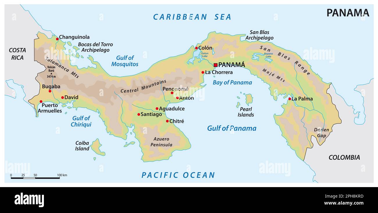 Semplice mappa dello stato centroamericano di Panama Foto Stock