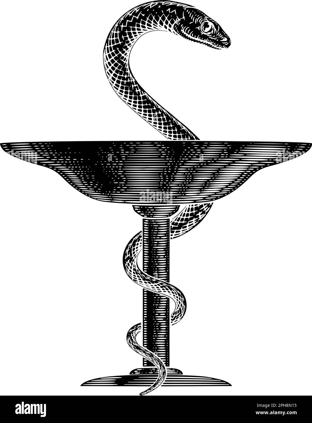Ciotola di Hygieia Snake medico farmacista icona Illustrazione Vettoriale
