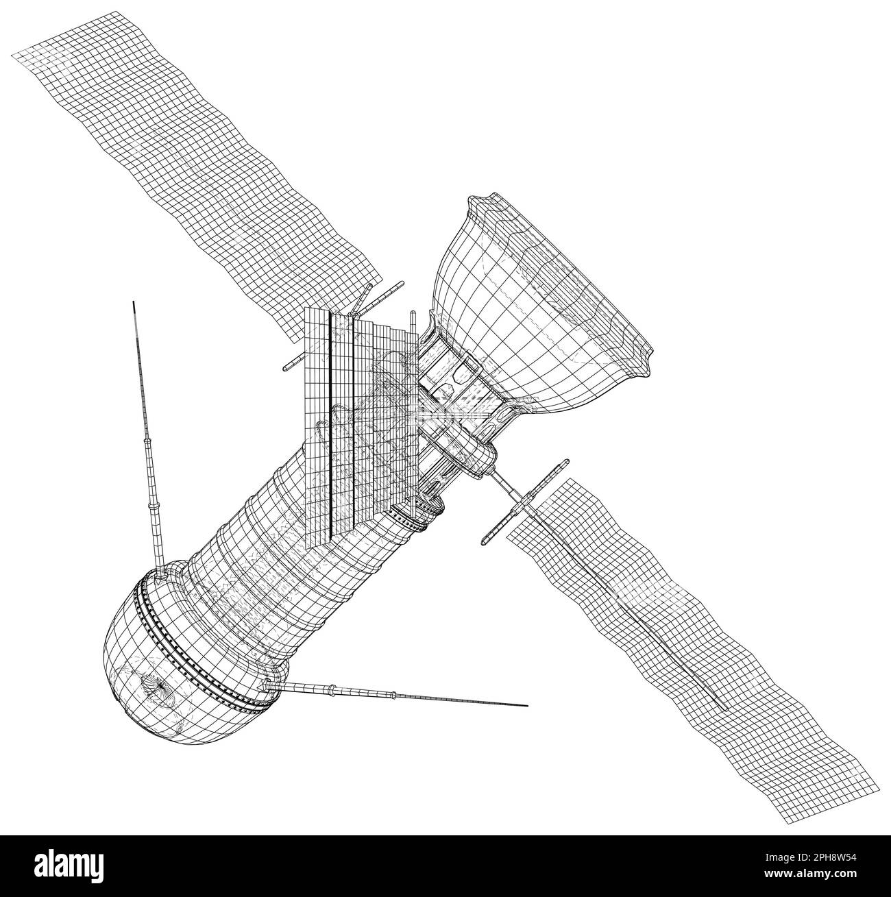 Illustrazione del vettore satellitare isolata su sfondo bianco Illustrazione Vettoriale