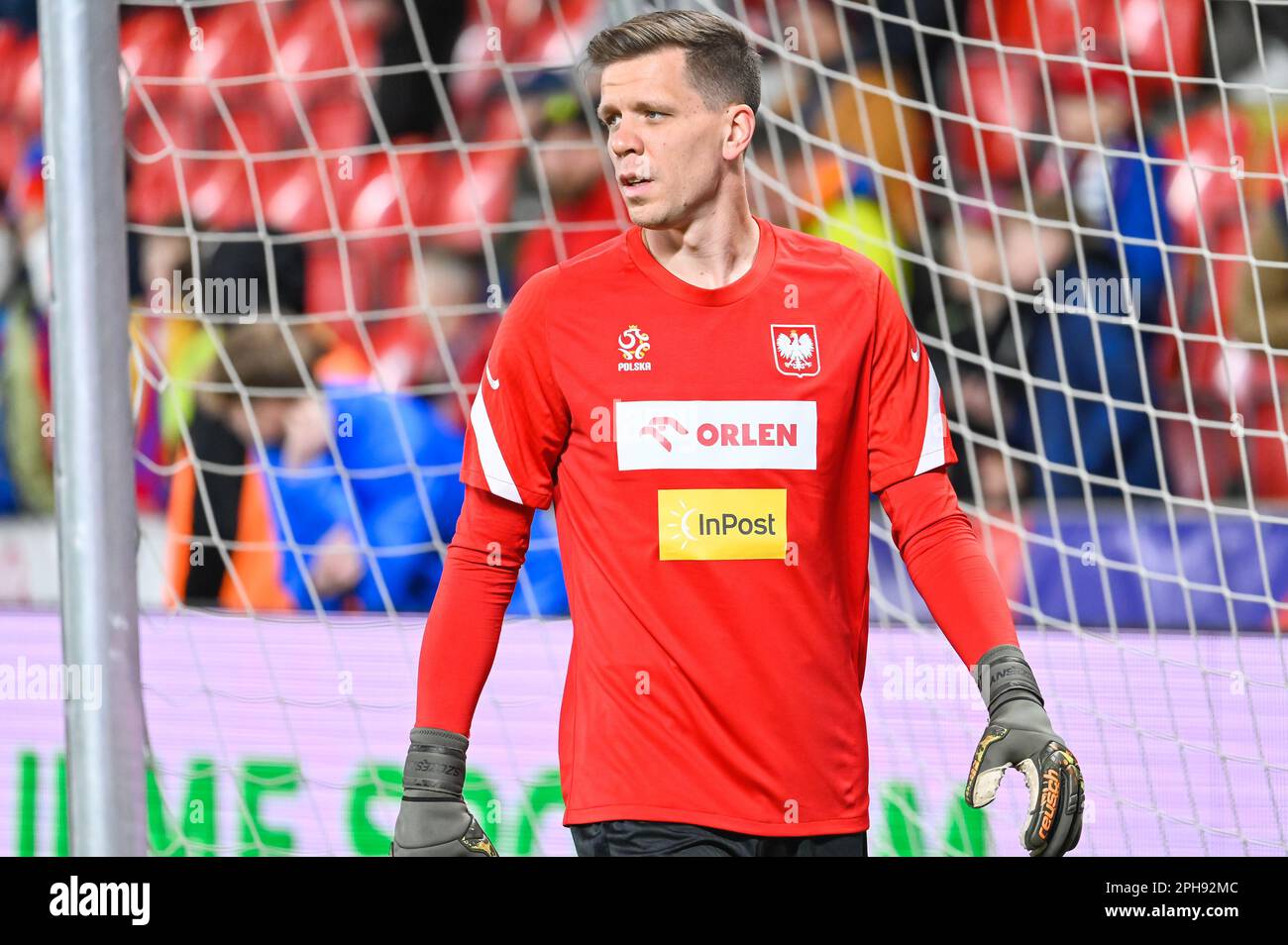 PRAGA, REPUBBLICA CECA - 24 MARZO 2023: Qualifiche per UEFA euro 2024. Partita Repubblica Ceca - Polonia 3:1. Portiere polacco Wojciech Szczesny. Foto Stock