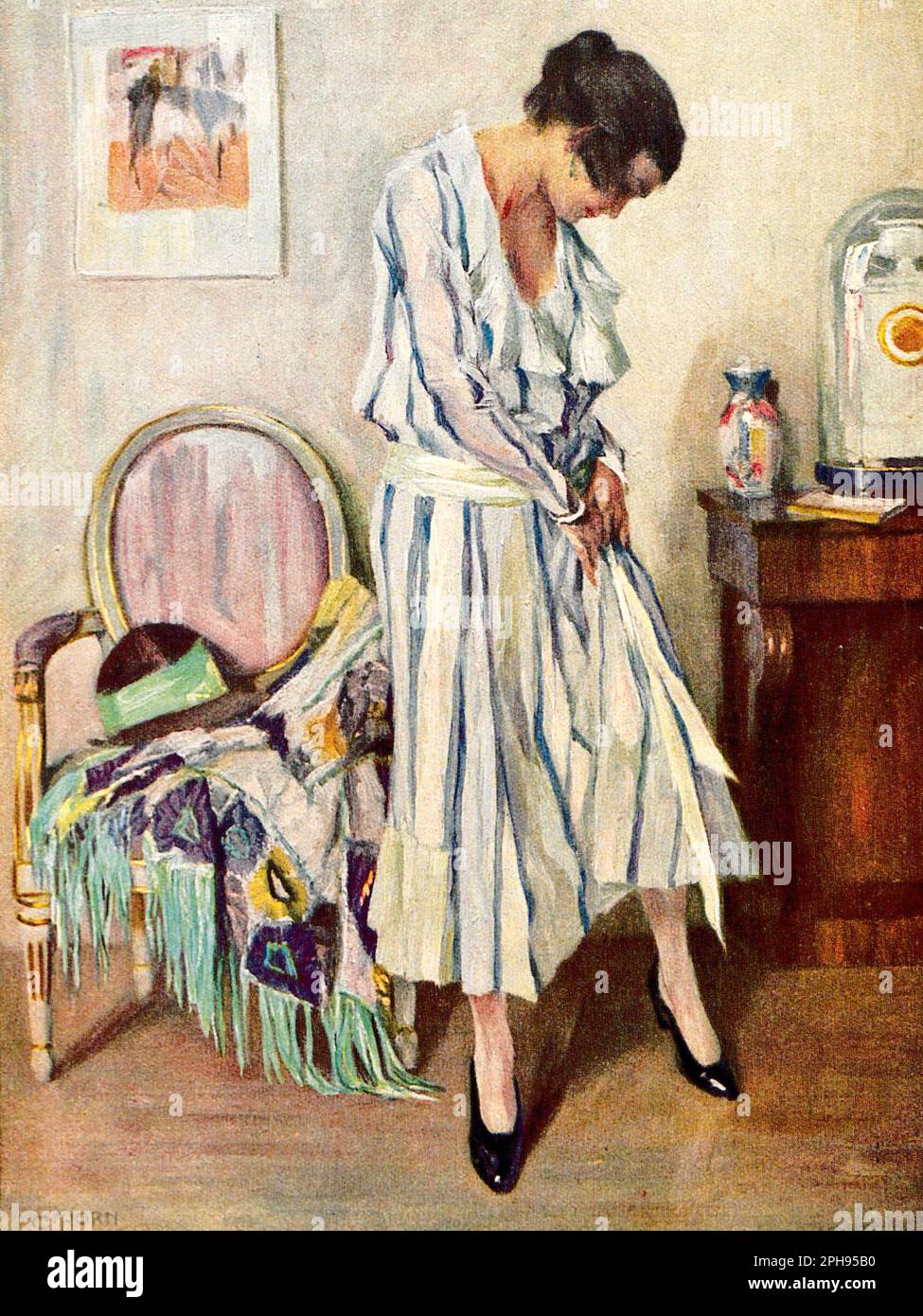 Carl Horn - Woman Prepare to Go out - dal settimanale per l'arte e la vita 'Jugend' n° 45, 1924 Foto Stock