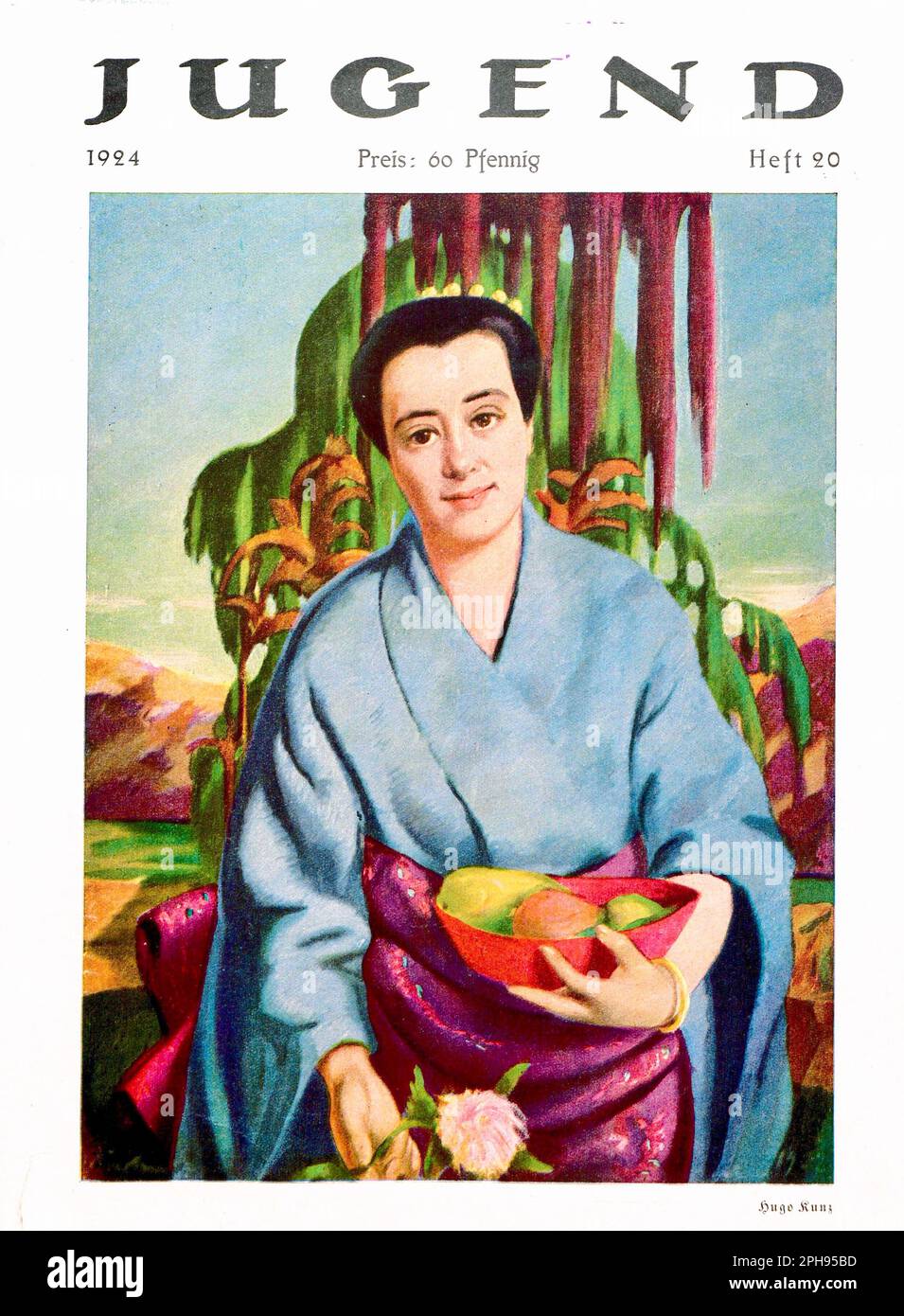 Hugo Kunz- Donna con frutta. Copertina della rivista d'arte e letteratura 'Jugend', numero n. 20:1924 Foto Stock