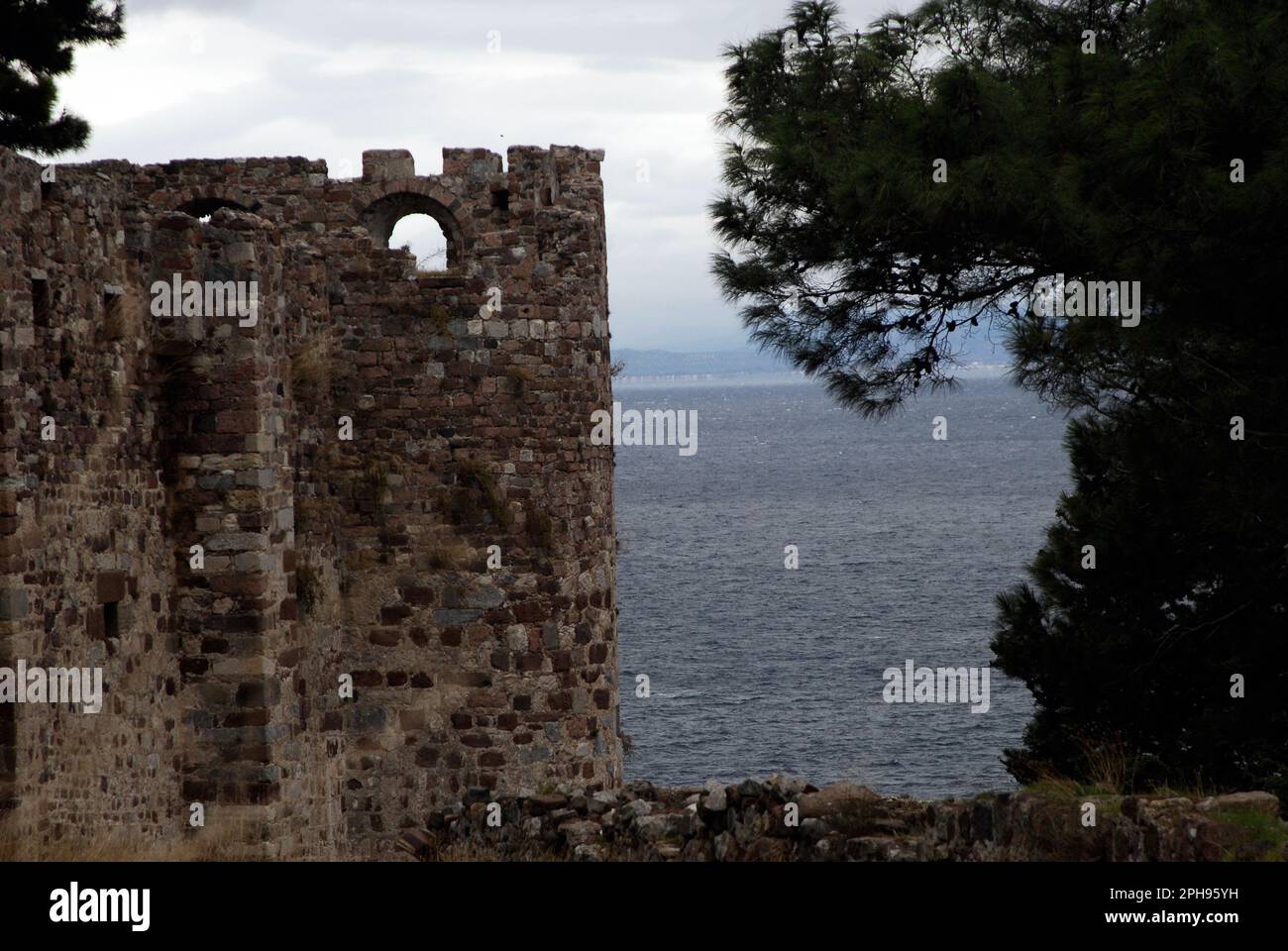 Grecia, Egeo nordorientale, Lesvos Island Lesvos City Castle of Mytilene Foto Stock