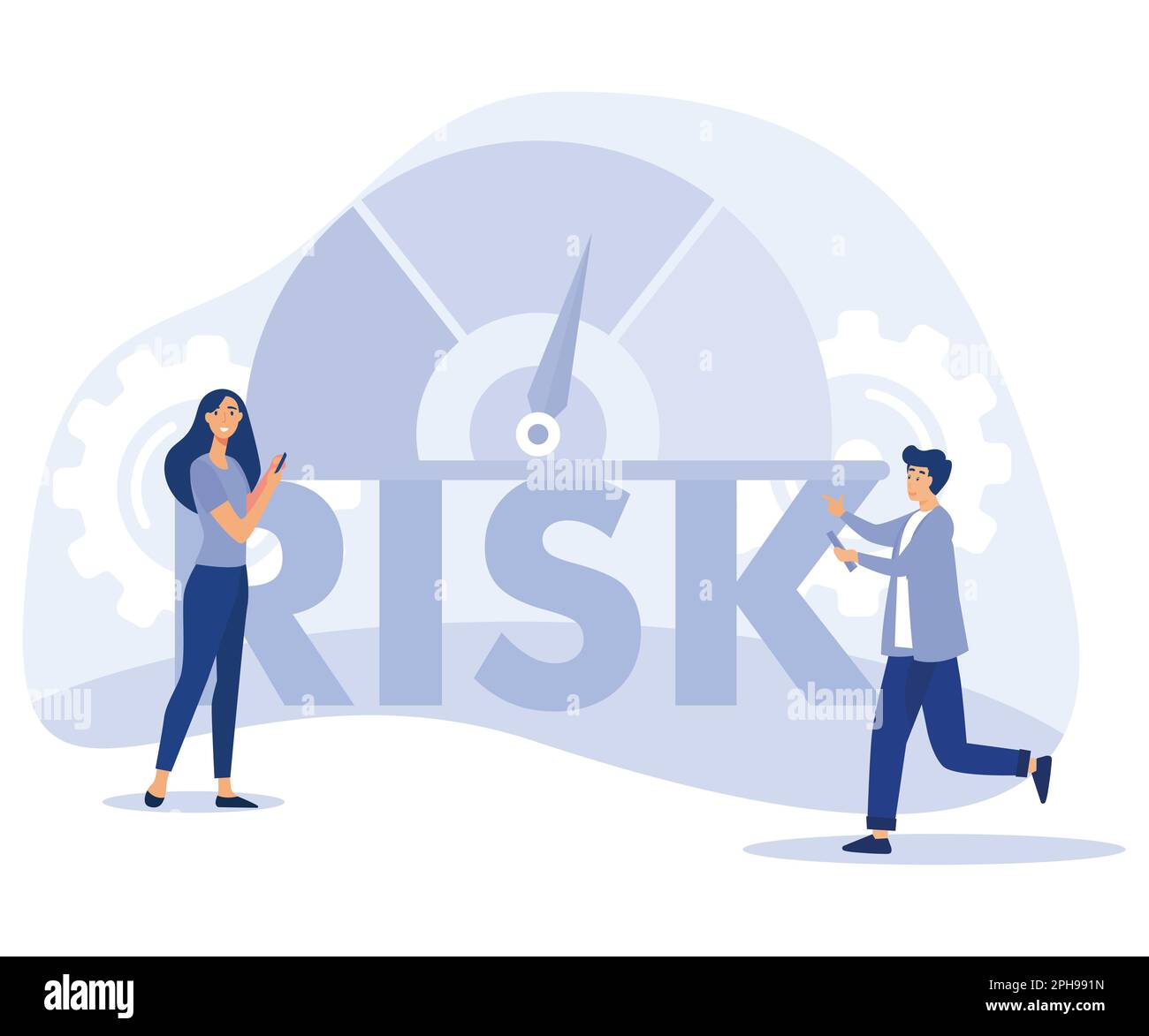 Gestione del rischio. Concetto di valutazione dei rischi. valutare, analizzare il rischio. disegno vettoriale piatto moderno Illustrazione Vettoriale