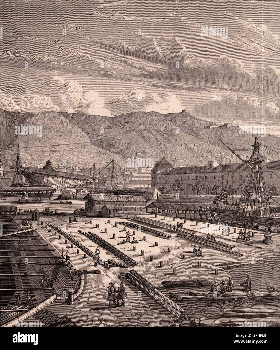 l'arsenale de Toulon, Var, sous le second Empire Foto Stock