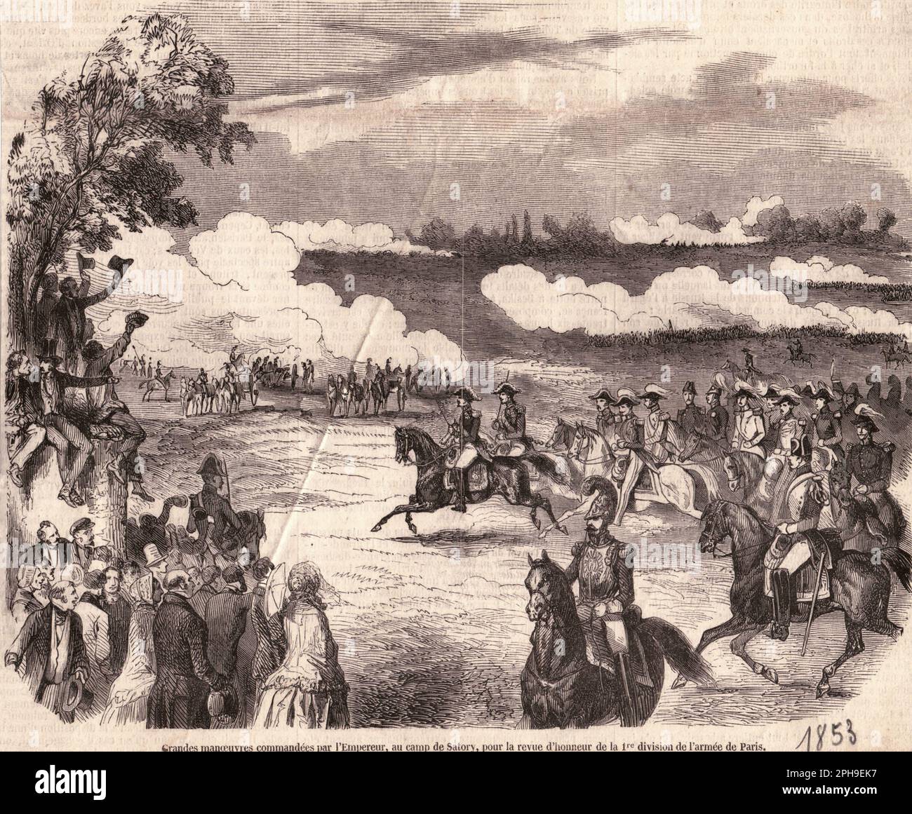 Napoléon III aux grandes maneouvres du camp de Satory Foto Stock