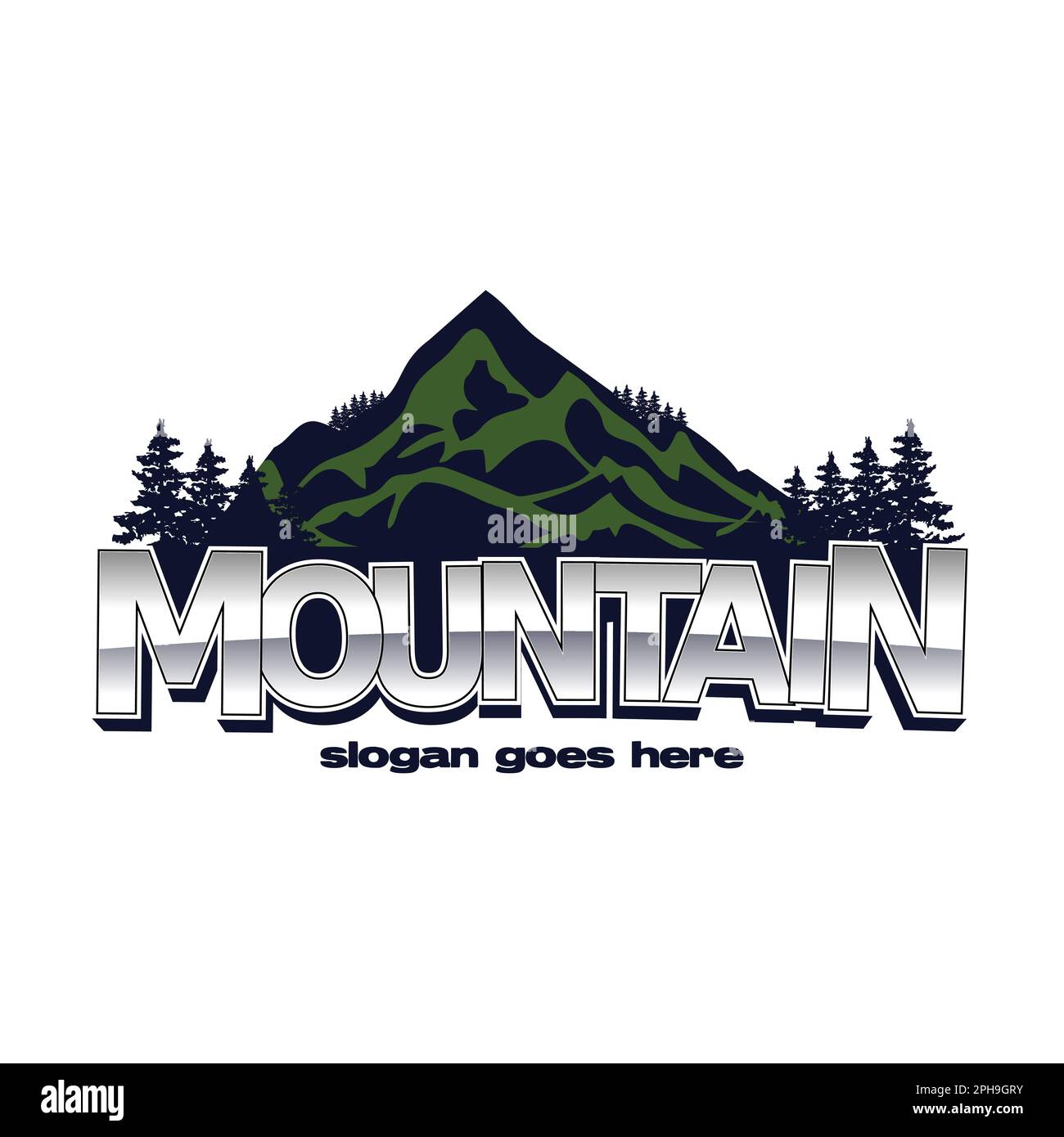 Mountain logo disegno vettoriale illustrazione, avventura all'aperto . Grafica vettoriale per t-shirt e altri usi Illustrazione Vettoriale