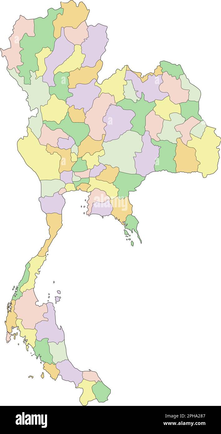Thailandia - Mappa politica modificabile molto dettagliata. Illustrazione Vettoriale