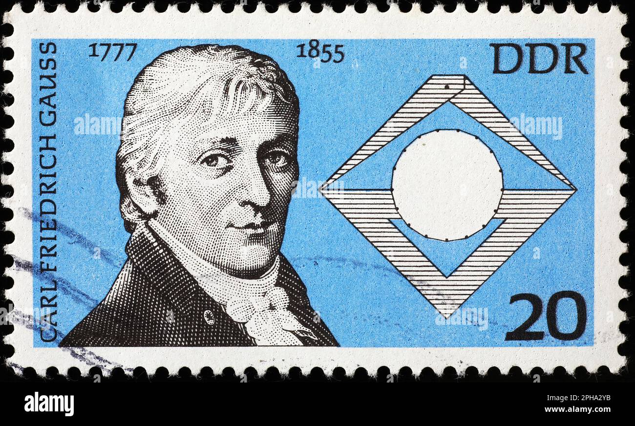 Ritratto di Carl Friedrich Gauss su francobollo Foto Stock
