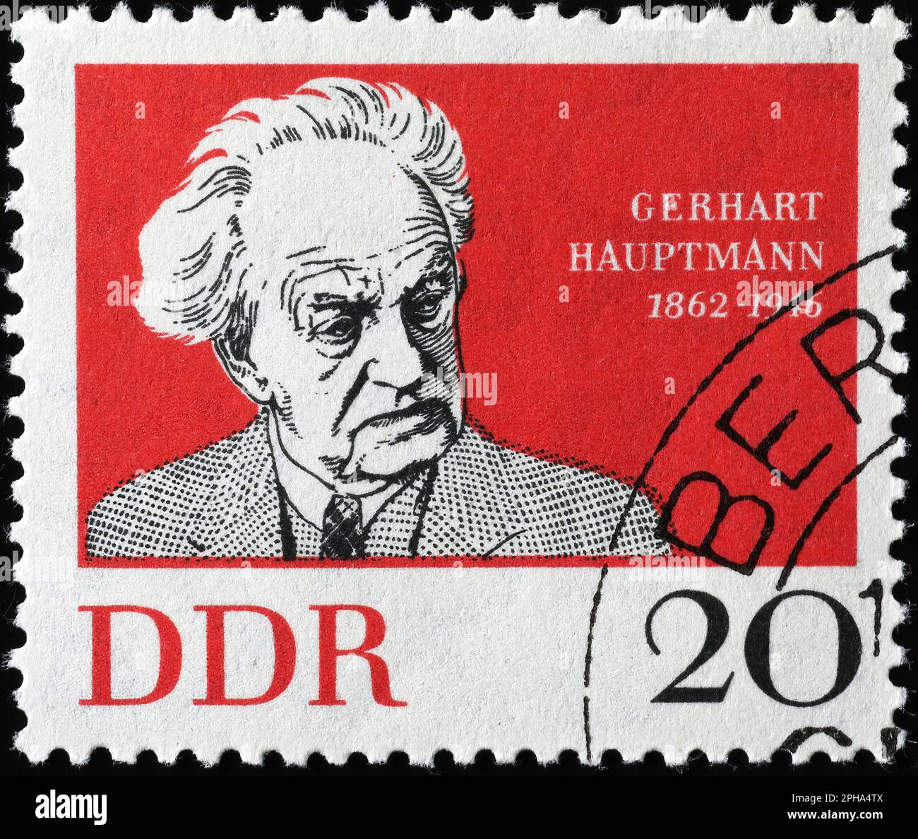 Gerhart Hauptmann ritratto sul francobollo della DDR Foto Stock