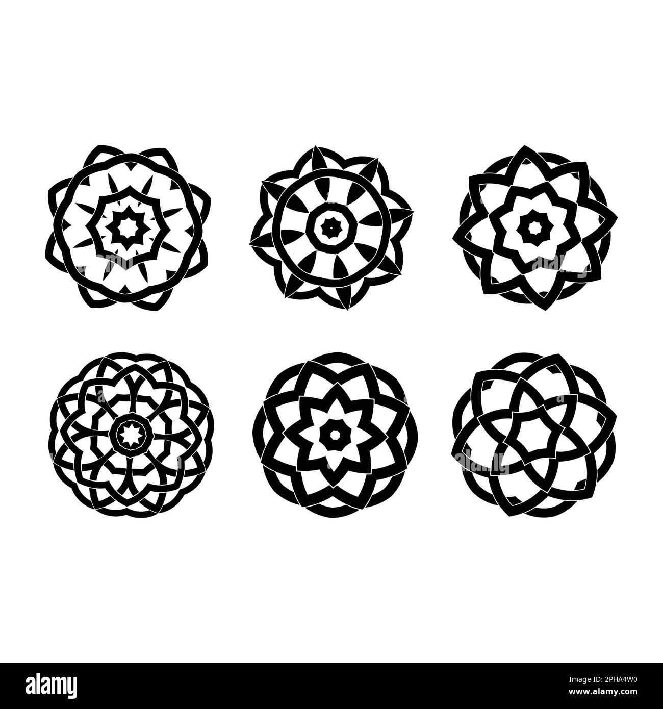 Geometria sacra loto, floreale, motivo floreale, icona. Illustrazione circolare geometrica con simbolo circolare Illustrazione Vettoriale