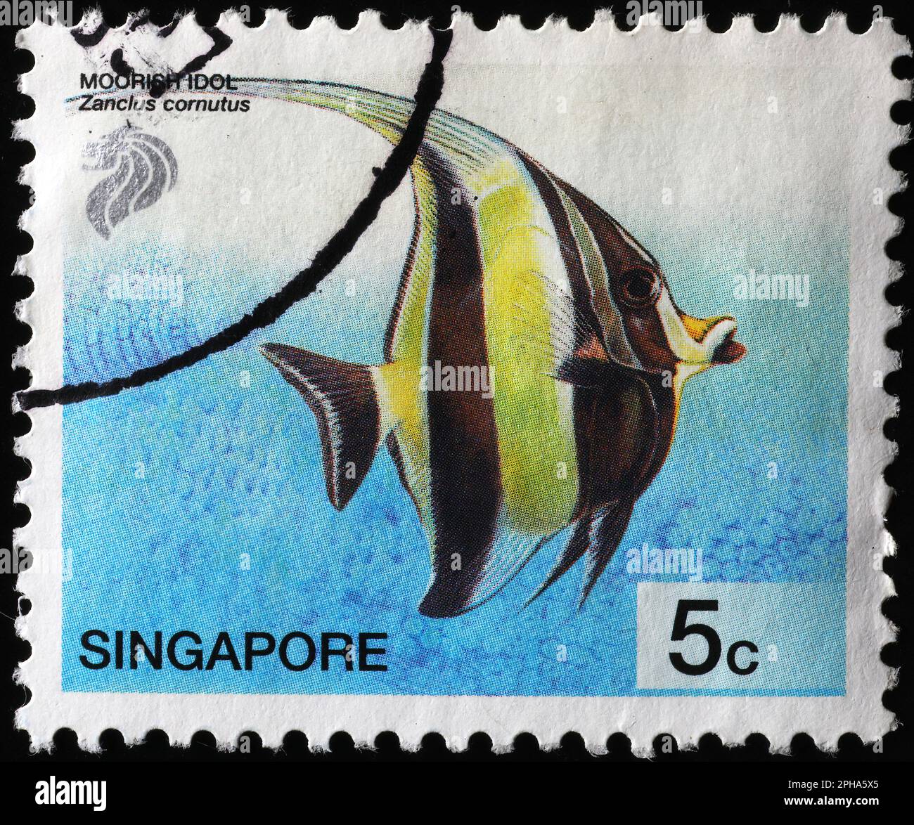 Idolo moresco sul francobollo di Singapore Foto Stock