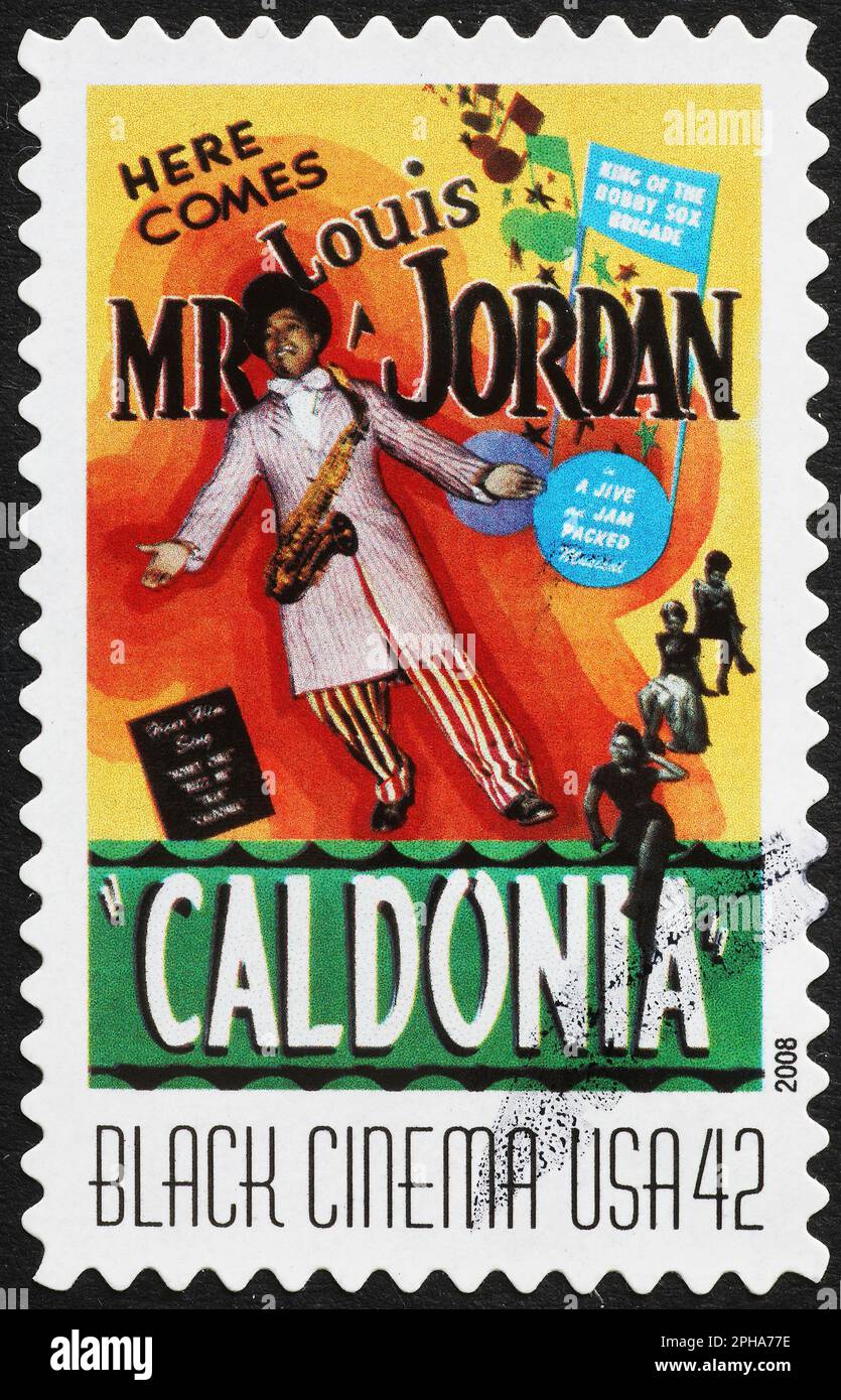 Poster del vecchio film 'Caldonia' sul francobollo americano Foto Stock