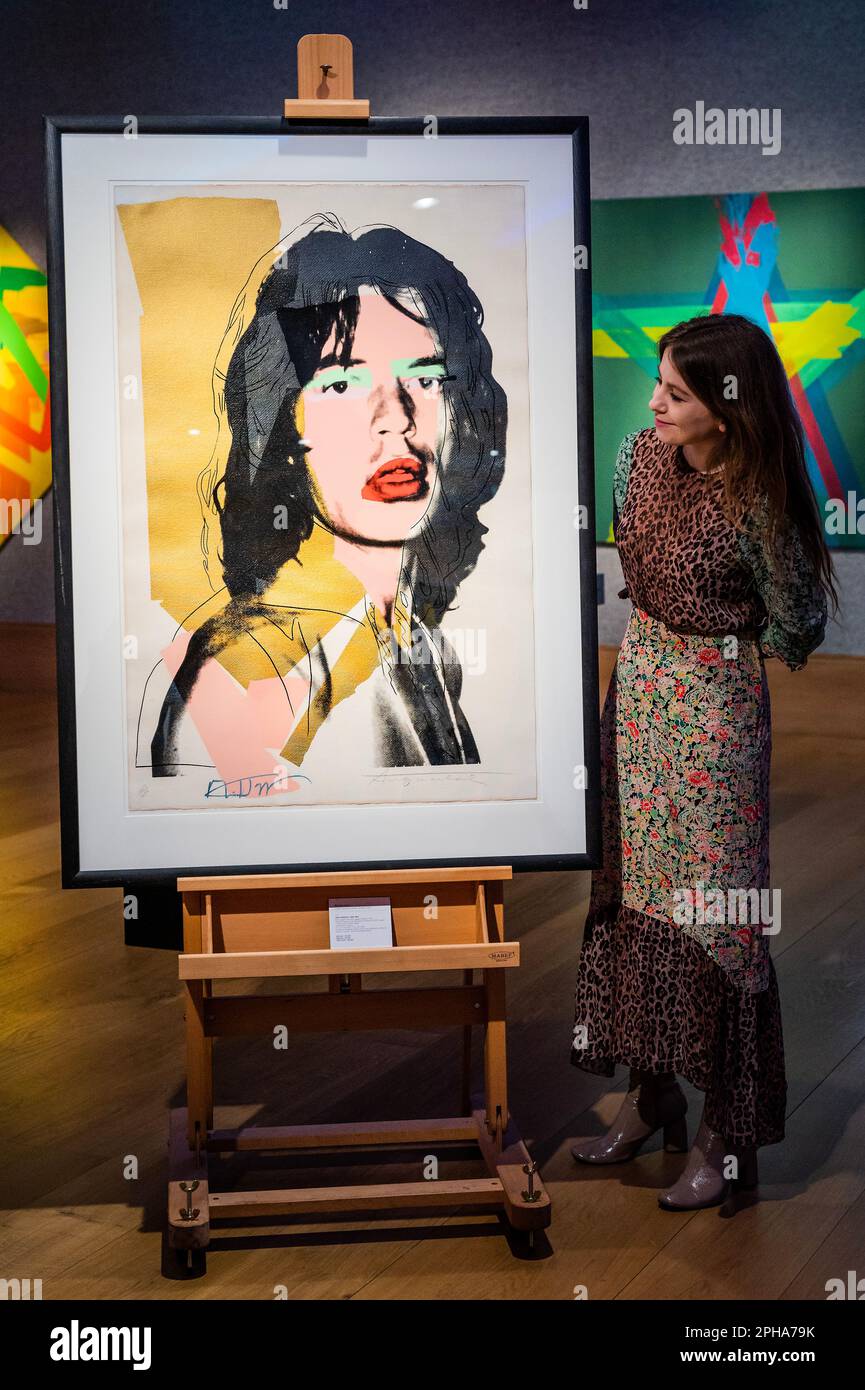 Londra, Regno Unito. 27th Mar, 2023. Mick Jagger, di Mick Jagger Portfolio, 1975 di Andy Warhol (1928-1987). Stima: £60.000 - 80.000 - Anteprima del britannico di Bonhams. Freddo. vendita. La vendita avviene il 29 marzo a New Bond Street. Credit: Guy Bell/Alamy Live News Foto Stock