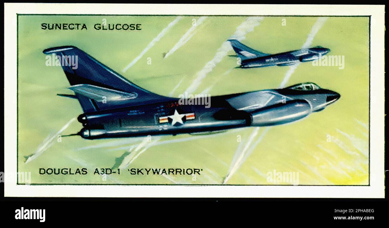 Douglas Skywarrior - Vintage British Tradecard Foto Stock