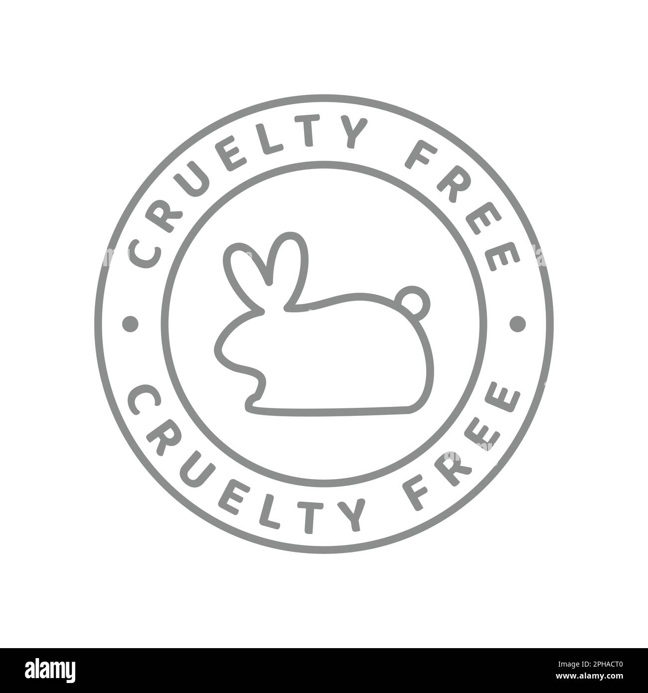 Etichetta vettoriale senza crudeltà. Badge circolare con coniglietto per cosmetici o altro. Illustrazione Vettoriale