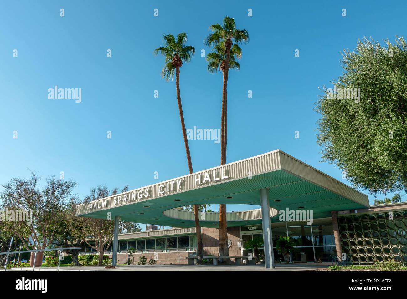 Palm Springs City Hall, architettura modernista di metà secolo, California Foto Stock