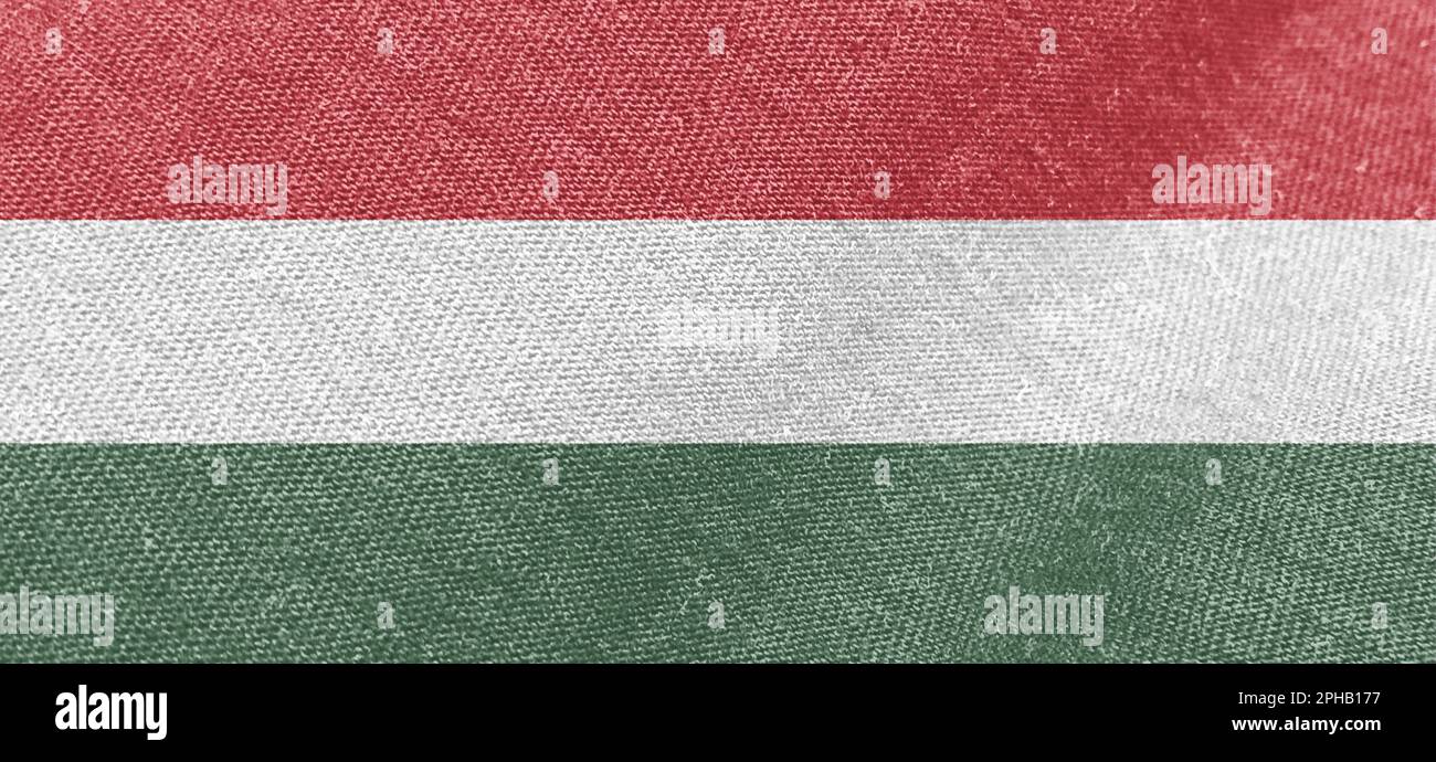 Ungheria tessuto bandiera cotone materiale bandiere larghe carta parati tessuto colorato Ungheria bandiera sfondo Foto Stock