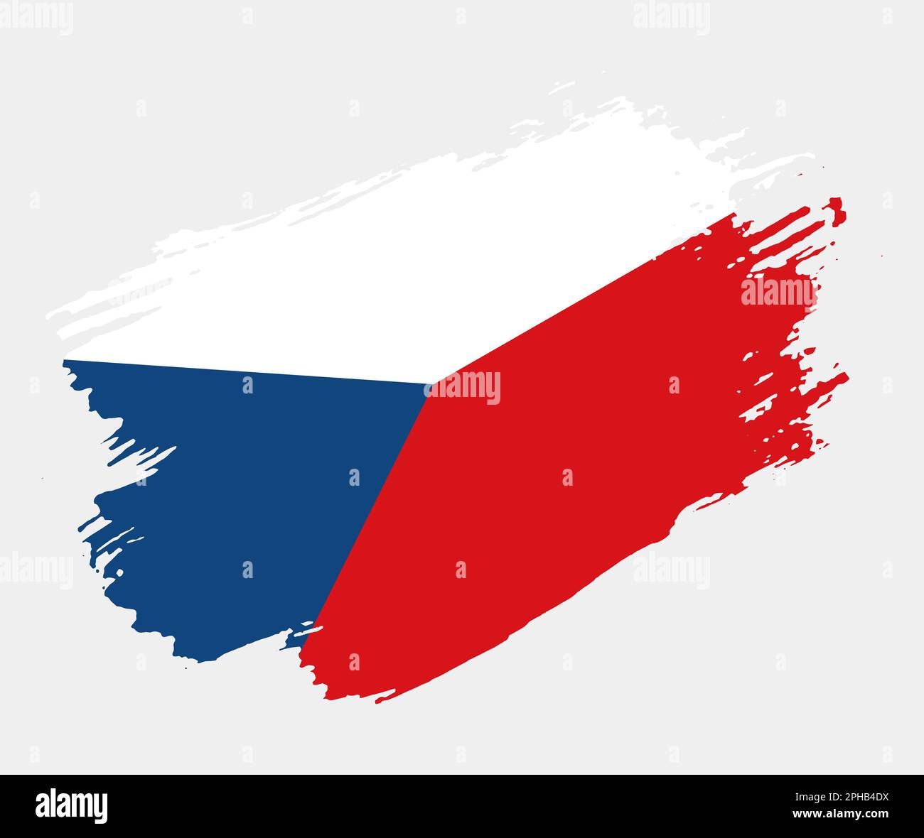 Bandiera artistica a pennello grunge della Repubblica Ceca isolato su sfondo bianco. Elegante texture della bandiera nazionale Illustrazione Vettoriale