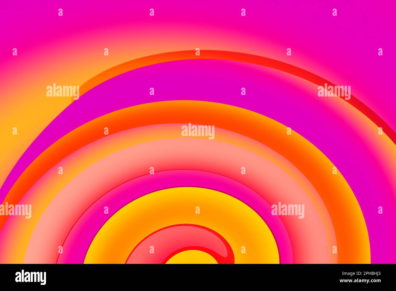 Illustrazione creativa di sfondo magenta, giallo e arancione, fluido, liquido, ondulato, forma dinamica, alla moda e moderno. Foto Stock