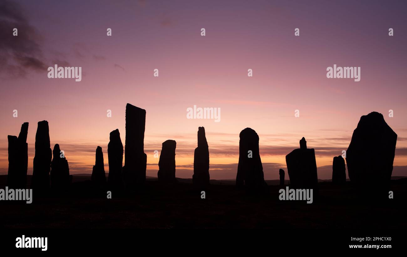 Pietre in piedi Calanais - Alba Foto Stock