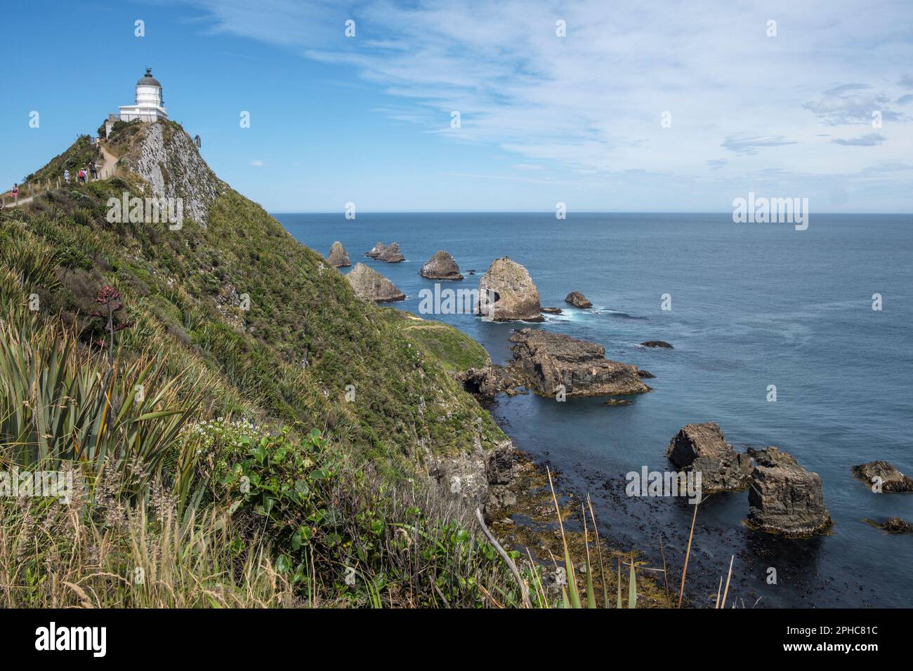 Faro di Nugget Point, The Catlins, South Island, Nuova Zelanda Foto Stock